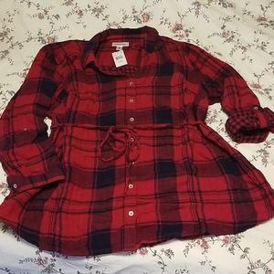 Plaid Motherhood Maternity Blouse